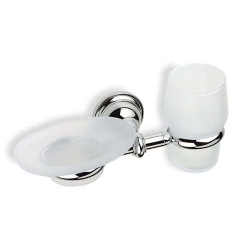 Toothbrush Holder, StilHaus EL14, Classic Style Wall Mounted Glass Soap Dish and Tumbler EL14